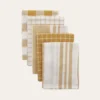 LOT DE 5 TORCHONS EN COTON MOUTARDE