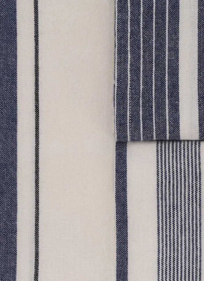 LOT DE 3 TORCHONS EN COTON À RAYURES BLEU MARINE