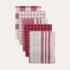 LOT DE 5 TORCHONS EN COTON ROUGE