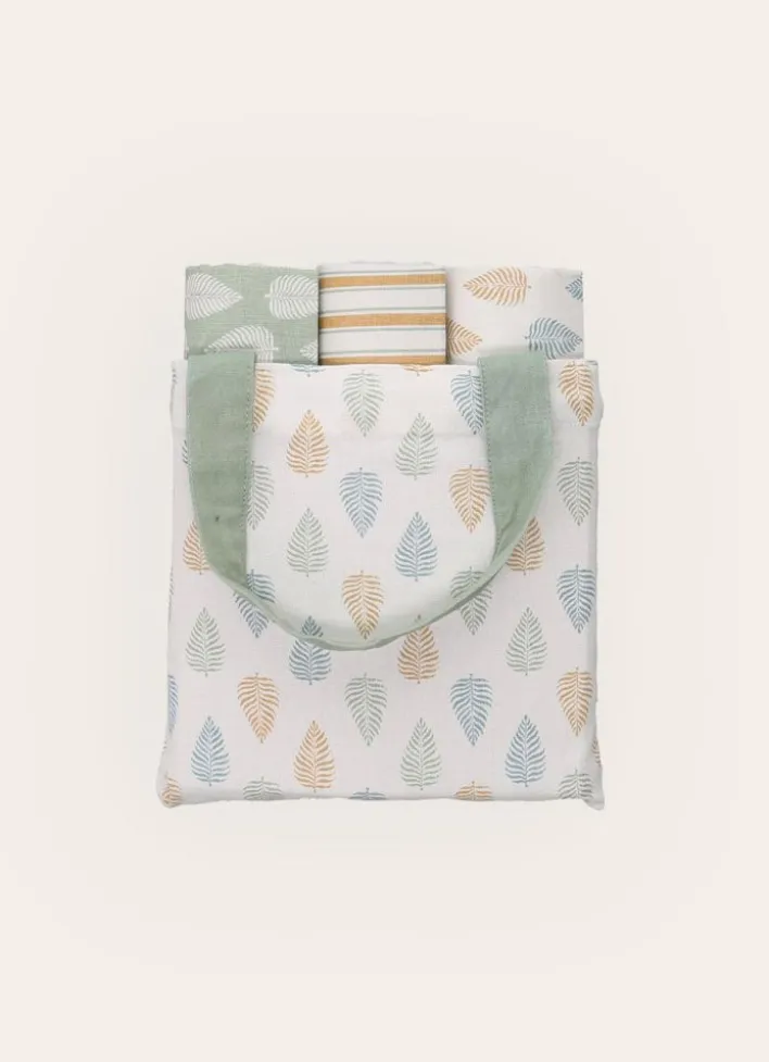 LOT DE 3 TORCHONS IMPRIMÉS MOTIF FEUILLES MULTICOLORE