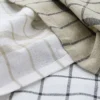 LOT DE 3 TORCHONS RAYÉS ÉCAR BEIGE / GRIS ANTHRACITE