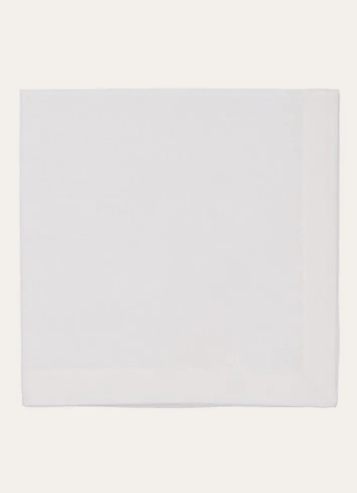 LOT 4 SERVIETTES EN COTON BLANC/BEIGE