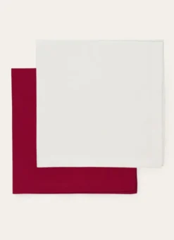 LOT 4 SERVIETTES EN COTON BLANC/ROUGE
