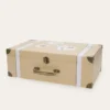 MALLE EN CARTON AVEC POIGNÉE EN MÉTAL BEIGE