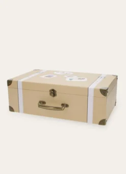MALLE EN CARTON AVEC POIGNÉE EN MÉTAL BEIGE