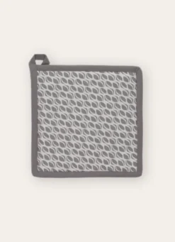 MANIQUE DE CUISINE EN COTON IMPRIMÉ BLANC/GRIS
