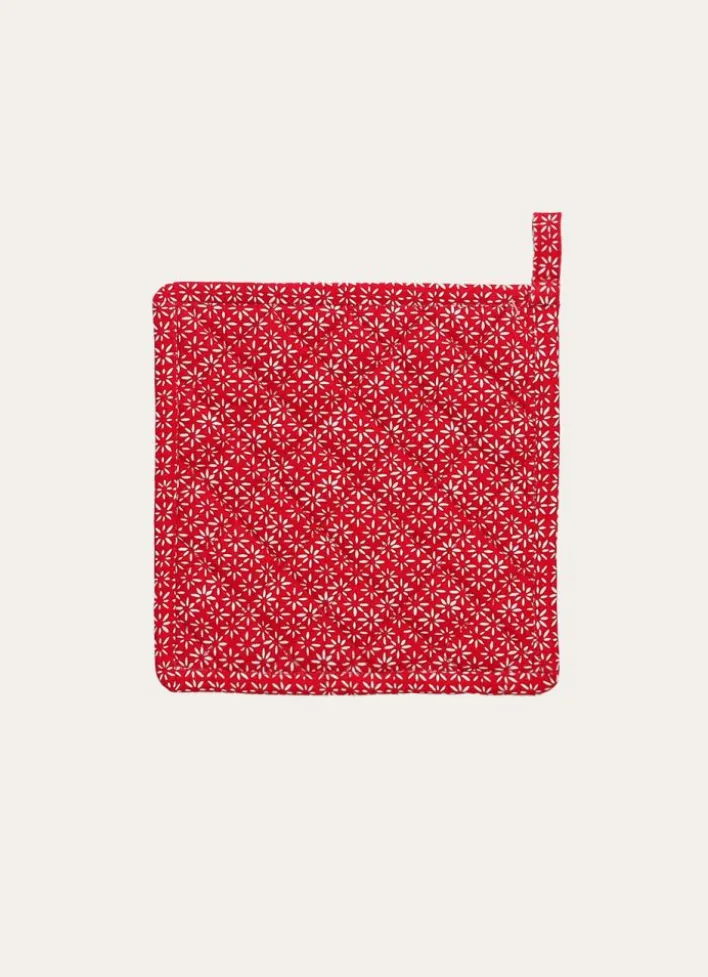 MANIQUE DE CUISINE À MOTIFS GÉOMÉTRIQUES rouge
