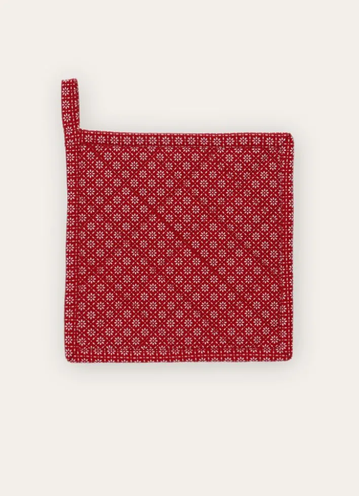 MANIQUE EN COTON MOTIF FANTAISIE ROUGE/BLANC