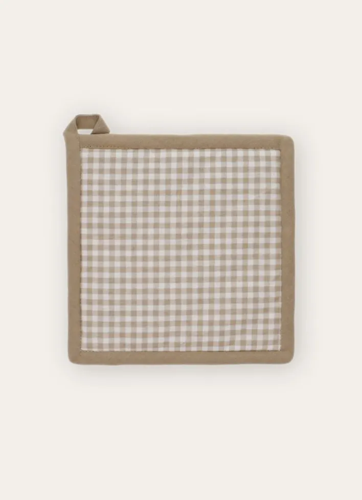 MANIQUE EN COTON VICHY BEIGE