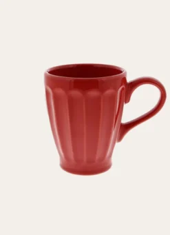 MUG CÔTELÉ EN FAÏENCE ROUGE