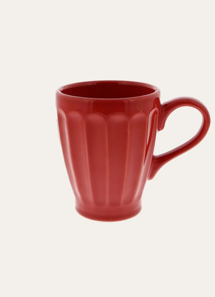 MUG CÔTELÉ EN FAÏENCE ROUGE