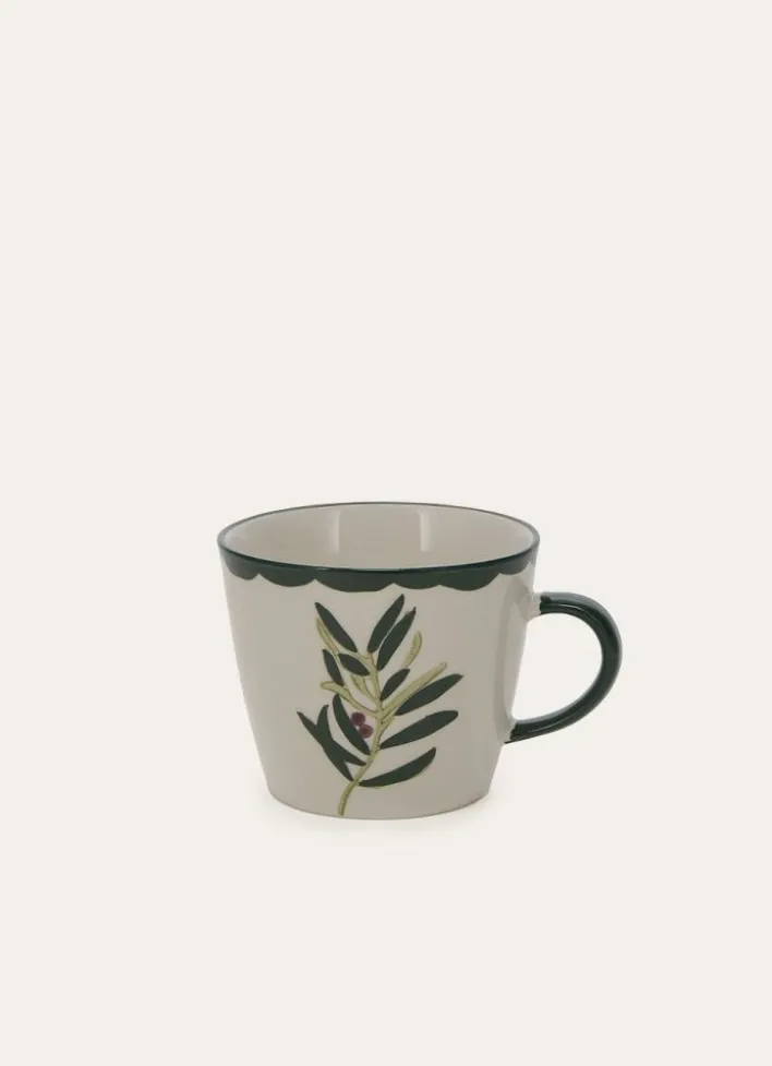 MUG EN GRÈS DÉCOR OLIVIER PEINT MAIN MULTICOLORE