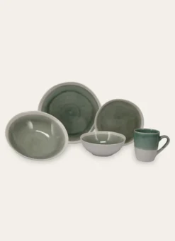 MUG EN GRÈS RÉACTIF VERT DE GRIS