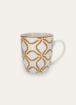 MUG EN PORCELAINE MOTIF ARABESQUEMOUTARDE