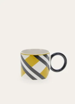 MUG STYLE ART DÉCO MOTIFS GRAPHIQUES MOUTARDE
