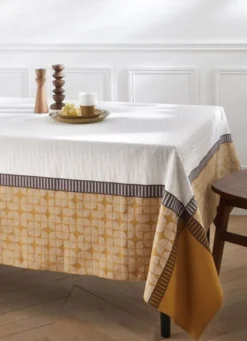 NAPPE AIJA JAQUARD MODERNE EN COTON MULTICOLORE/JAUNE