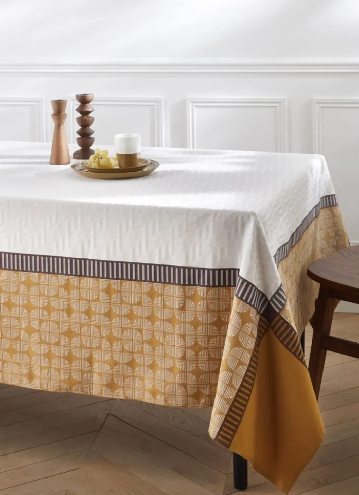 NAPPE AIJA JAQUARD MODERNE EN COTON MULTICOLORE/JAUNE