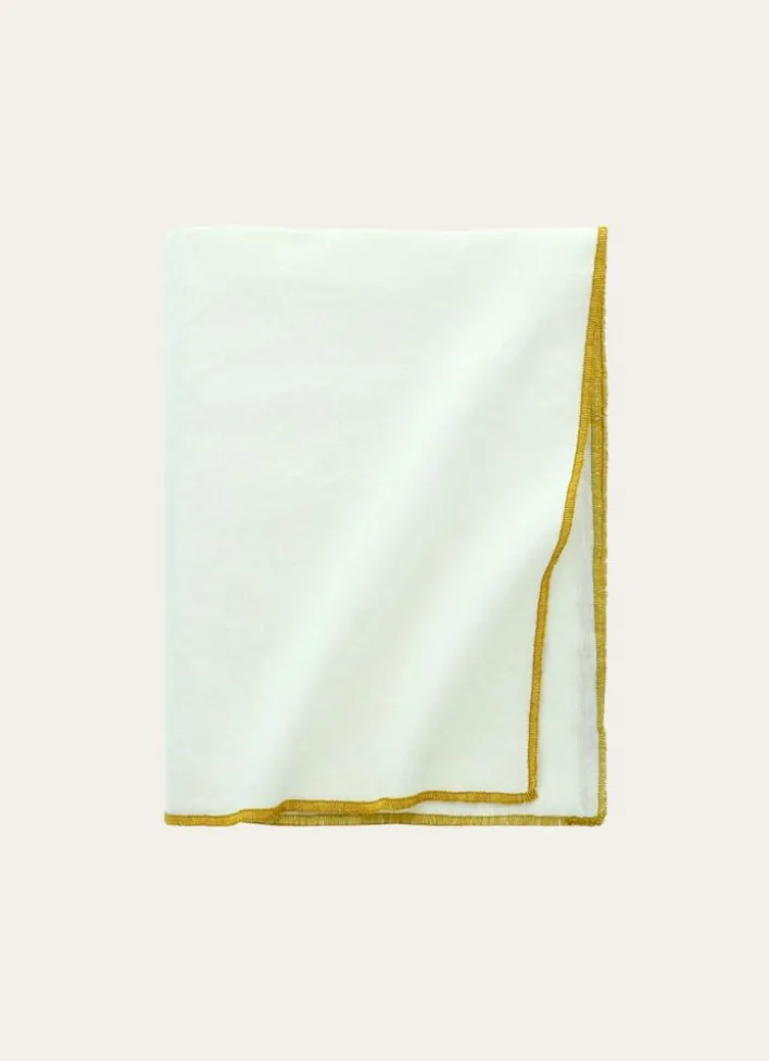 NAPPE COTON ET LIN FINITION BOURDON GRAND FORMAT BLANC/ OR