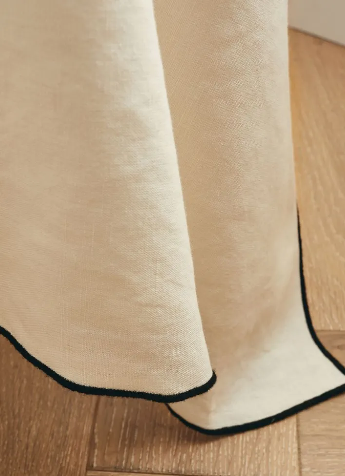 NAPPE COTON ET LIN FINITION BOURDON GRAND FORMAT LAIT/NOIR