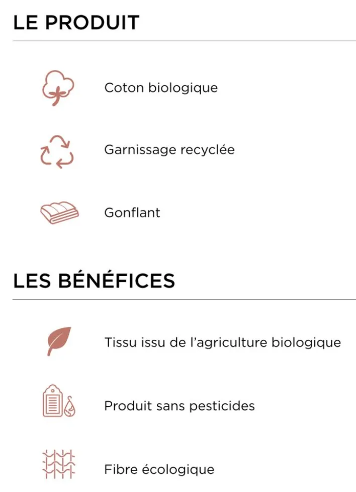 OREILLER CARRÉ MOELLEUX EN COTON BIO BLANC