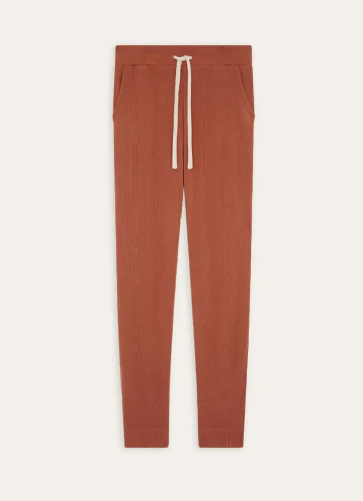 PANTALON D'INTÉRIEUR EN MAILLE NID D'ABEILLE BRIQUE