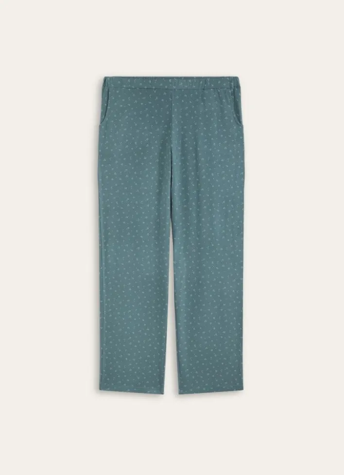 PANTALON DROIT ÉCRU POIS BLEU