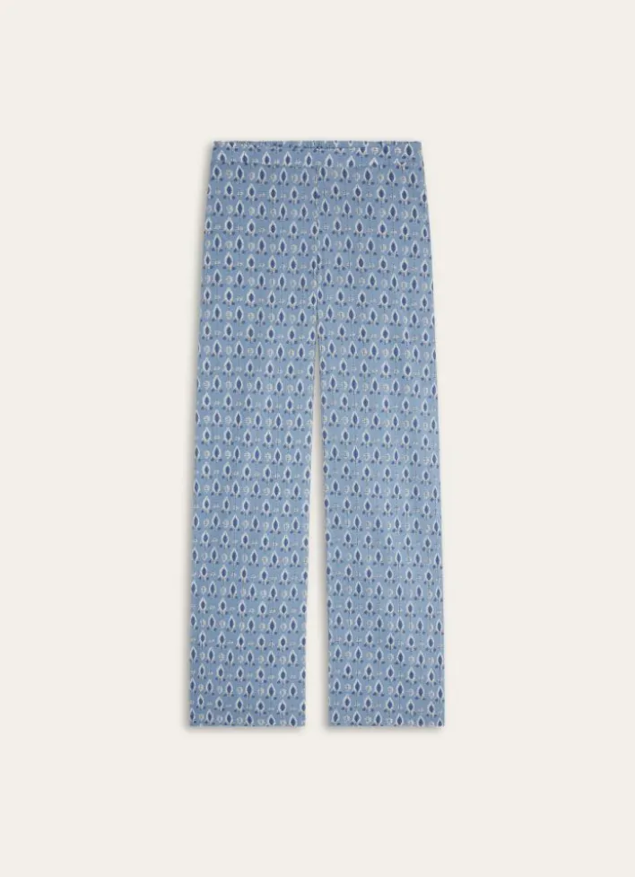 PANTALON EN COTON IMPRIMÉ INDIEN BLEU