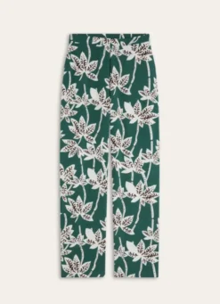 PANTALON EN VISCOSE IMPRIMÉE PALMIERS vert