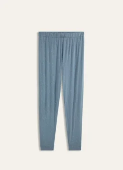PANTALON RESSERÉ BLEU POIS BLANC
