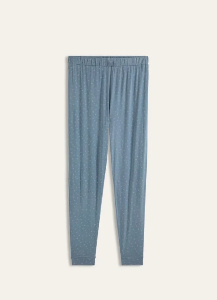 PANTALON RESSERÉ BLEU POIS BLANC
