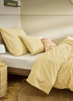 PARURE DE LIT ENFANT VICHY JAUNE