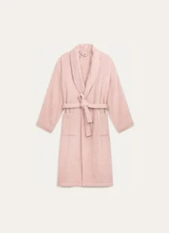 PEIGNOIR COL VELOURS CISELÉ ROSE