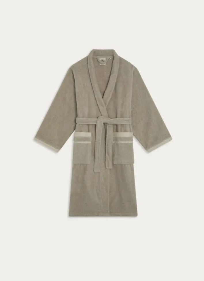 PEIGNOIR DE BAIN CHINÉ EN COTON BIO VOLTAIRE BEIGE