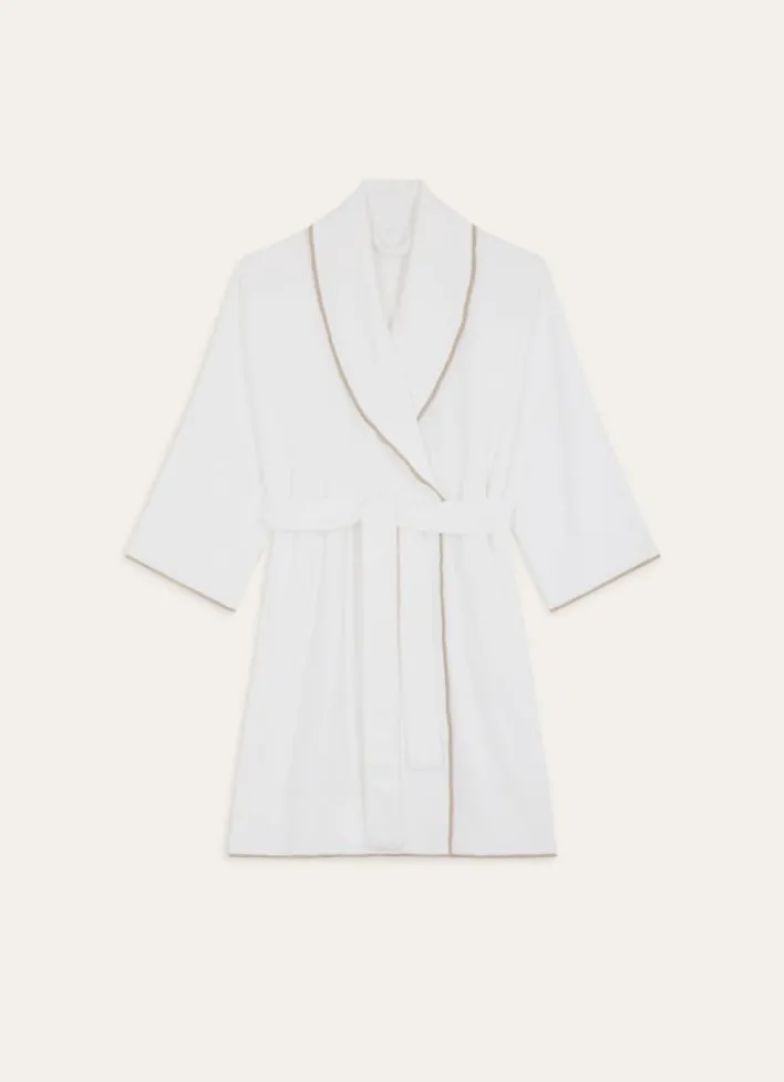 PEIGNOIR DE BAIN FINITION BOURDON OPÉRA BLANC/BEIGE