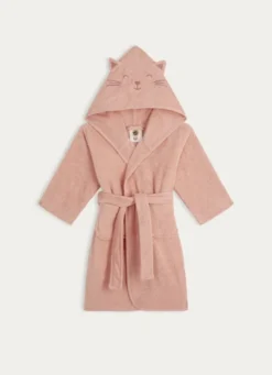 PEIGNOIR ENFANT EN ÉPONGE À CAPUCHE CHAT ROSE