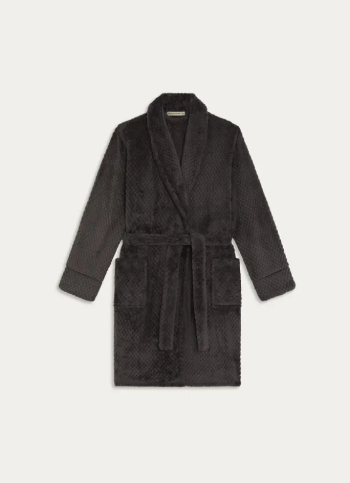 PEIGNOIR EN POLAIRE EMBOSSÉ MOUTO GRIS ANTHRACITE