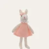 PELUCHE LAPINE AVEC ROBE ROSE ECRU/ROSE