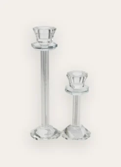 PETIT BOUGEOIR EN VERRE TRAVAILLÉ AVEC CRISTAUX TRANSPARENT