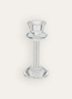 PETIT BOUGEOIR EN VERRE TRAVAILLÉ AVEC CRISTAUX TRANSPARENT