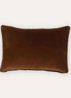 PETIT COUSSIN EN VELOURS AVEC PASSEPOIL RAYÉ BRUN