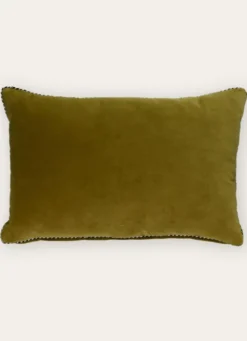 PETIT COUSSIN EN VELOURS AVEC PASSEPOIL RAYÉ VERT ANIS