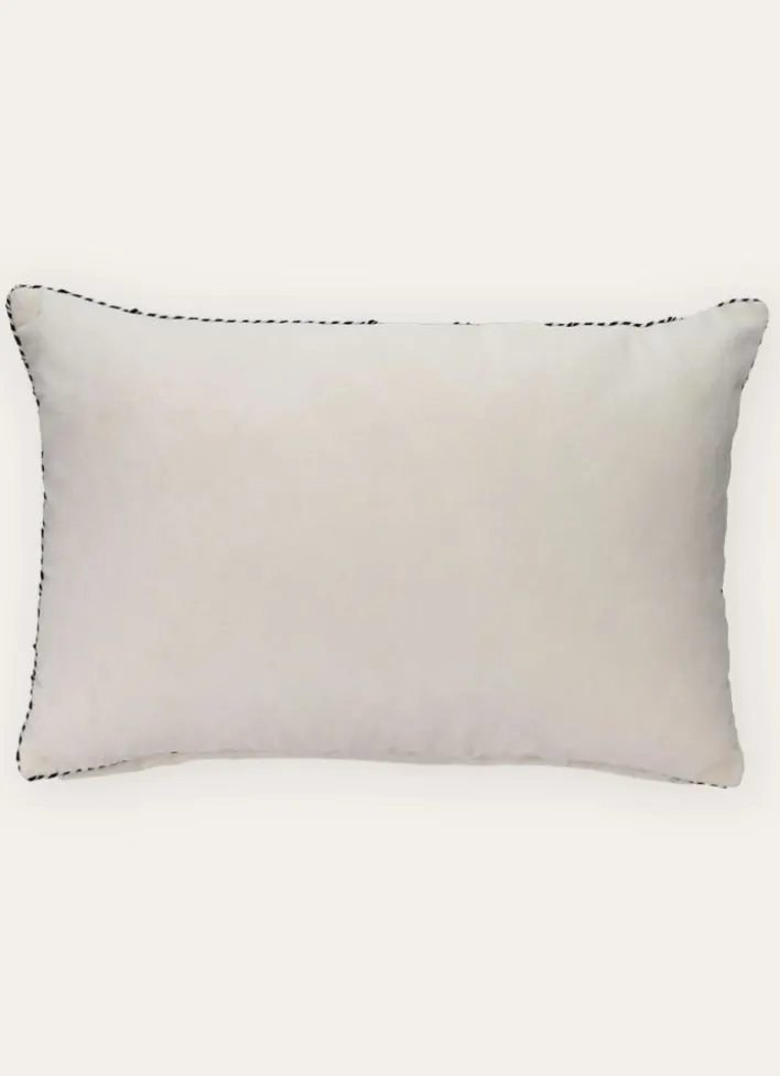 PETIT COUSSIN EN VELOURS AVEC PASSEPOIL RAYÉ BLANC CASSE