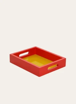 PETIT PLATEAU EN BOIS LAQUÉ rouge