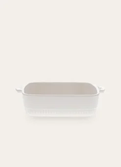 PETIT PLAT À FOUR EN GRÈS RECTANGLE AUTHENTIQUE BLANC