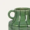 PETIT VASE EN GRÈS À ANSE RAYÉ VERT FONCE