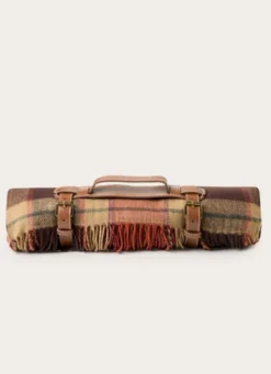 PLAID À CARREAUX AVEC FINITIONS FRANGÉES ROUILLE