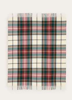 PLAID ÉCOSSAIS AVEC PORTE-PLAID IMITATION CUIR MULTICOLORE
