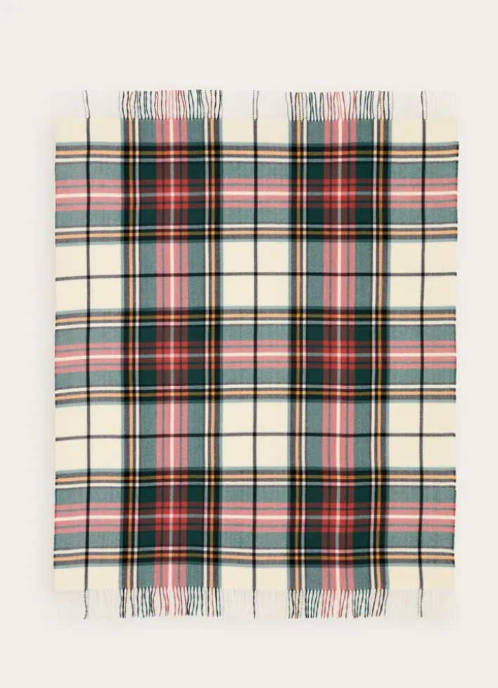 PLAID ÉCOSSAIS AVEC PORTE-PLAID IMITATION CUIR MULTICOLORE