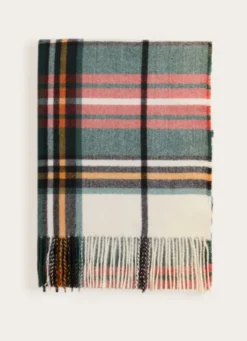 PLAID ÉCOSSAIS AVEC PORTE-PLAID IMITATION CUIR MULTICOLORE