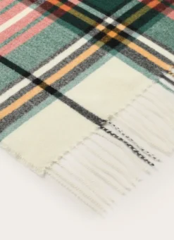 PLAID ÉCOSSAIS AVEC PORTE-PLAID IMITATION CUIR MULTICOLORE